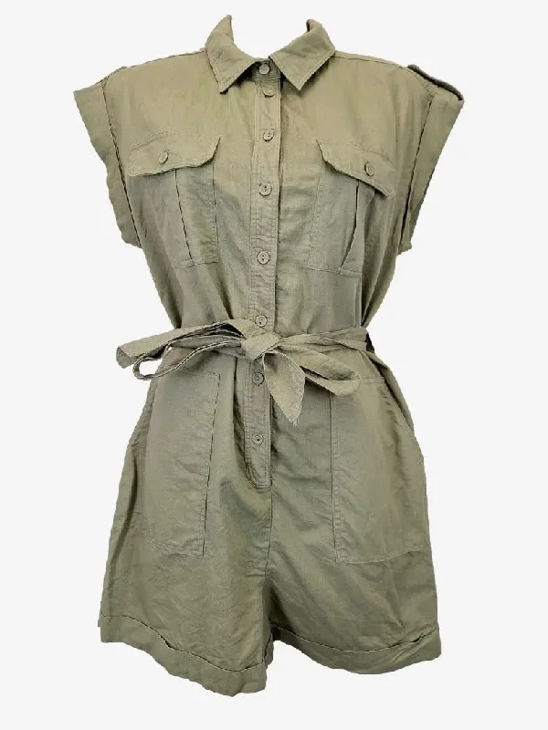 French Connection Safari Summer Belted Linen Blend Playsuit Size 10