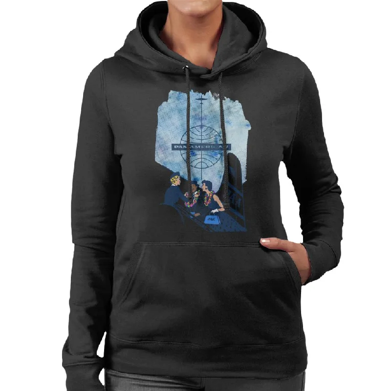 Pan Am Hostess Placing Rainbow Lei On Customer Women's Hooded Sweatshirt