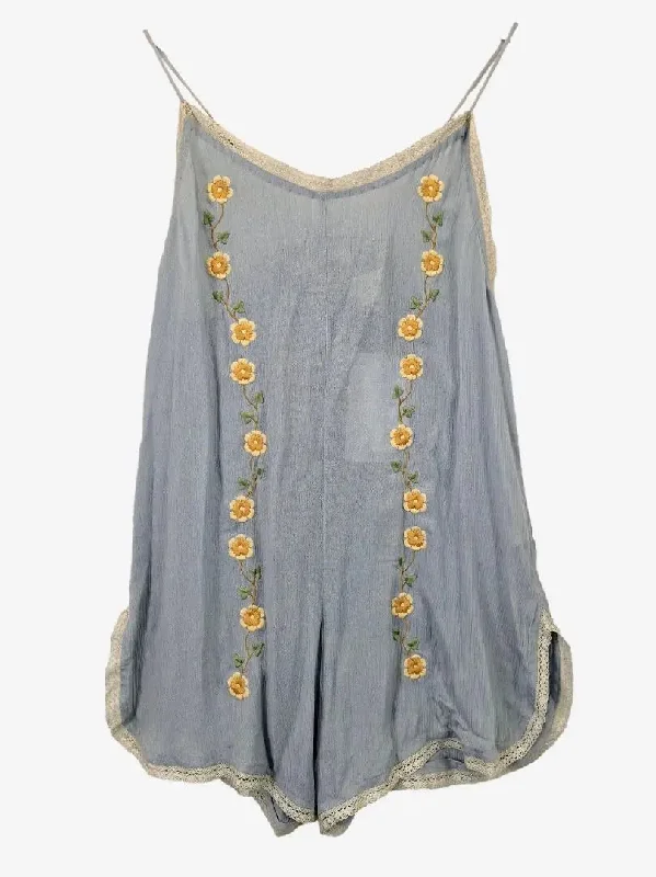 Golden Brown Delicate Bohemian Sky Embroidered Playsuit Size M
