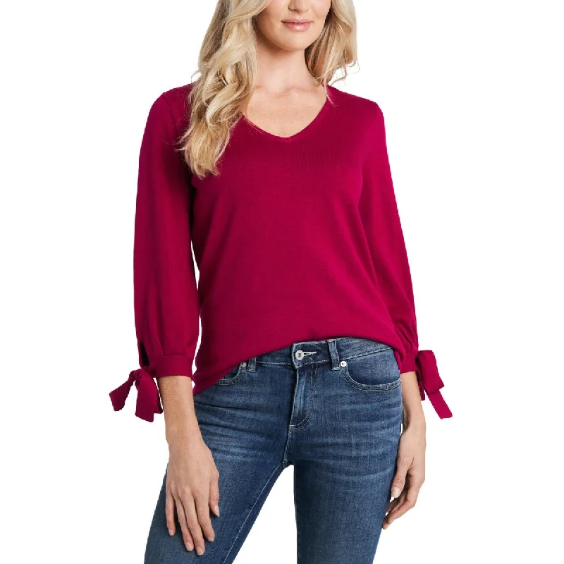 CeCe Womens Knit Tie Sleeve V-Neck Sweater Lightweight sweaters