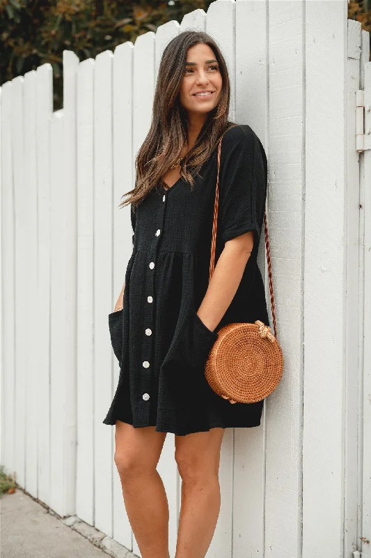 The Ray - Black Knitted mini dresses