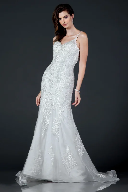 Aspeed Design -MS0008 Lace Applique Mermaid Bridal Gown Ruffle Wedding Gown