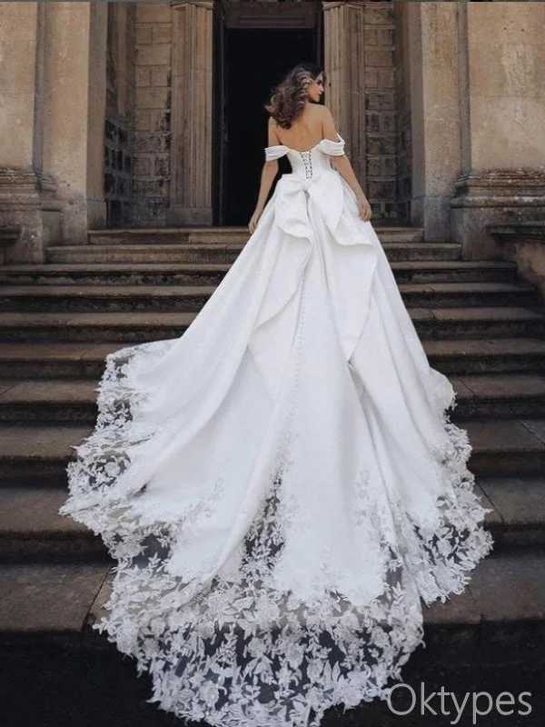 Luxurious Off Shoulder Lace With Big Trailing A-Line White Long Wedding Dresses,WDS0149 Princess Bridal Dress Luxurious Off Shoulder Lace With Big Trailing A-Line White Long Wedding Dresses,WDS0149 Princess Bridal Dress