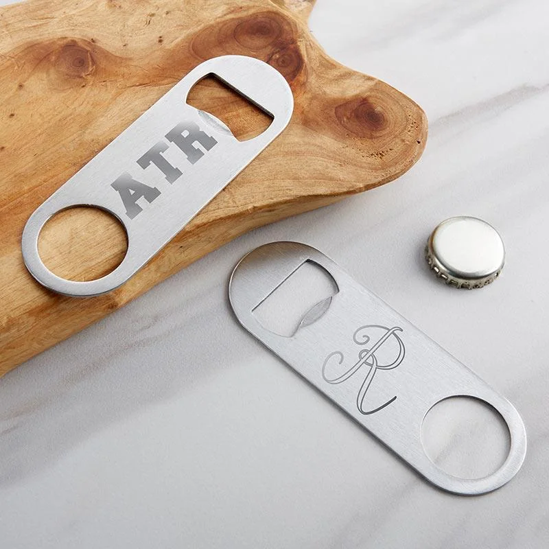 Personalized Silver Oblong Bottle Opener - Engraved Illusion Lace Gown