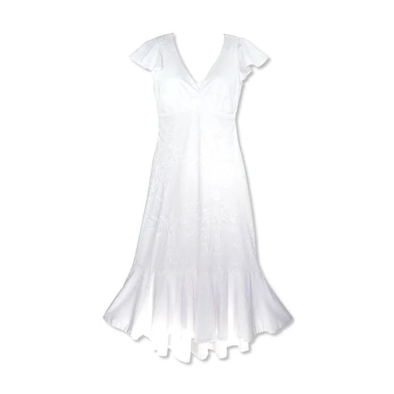 Ulu White Hawaiian Pauahi Wedding Dress with Sleeves Classic Satin Gown