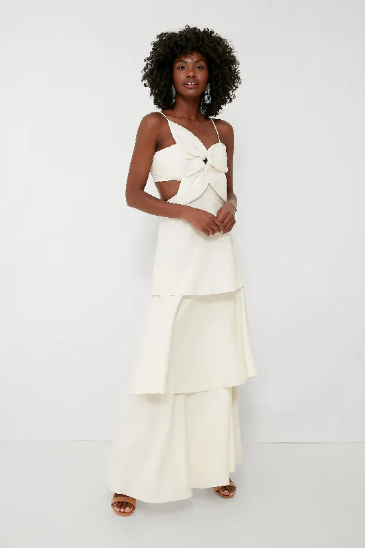 Off White Flower Maxi Dress Knitted maxi dresses