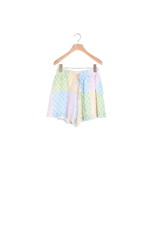 Short large imprimé monogramme Raw Hem Mini Skirt