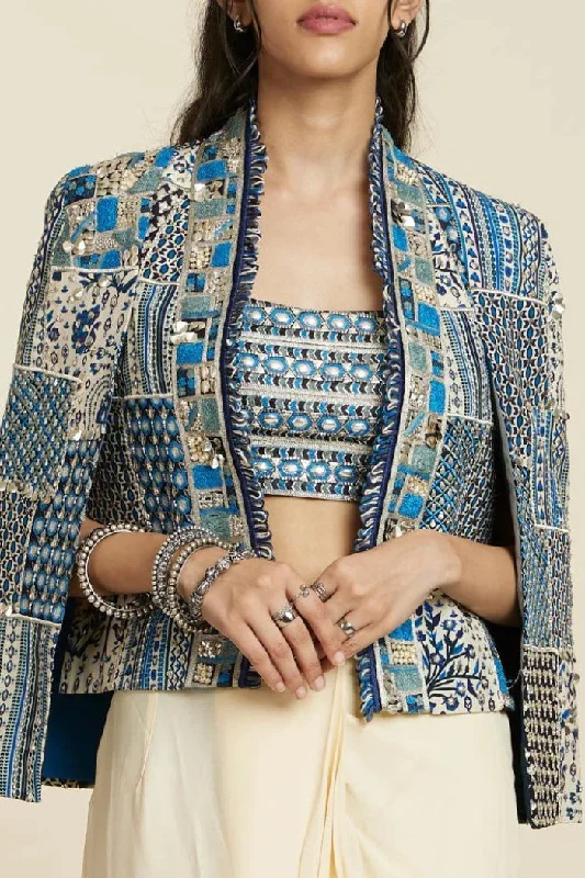 BLUE PATCHWORK NOOR JACKET Best women's jackets for rain