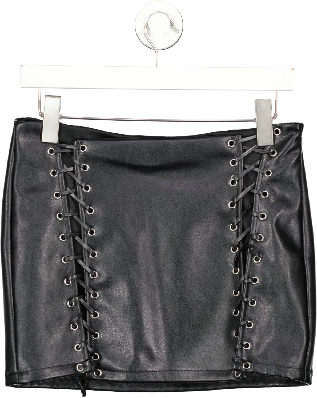 outcast Black Hailey Pu Criss Cross Mini Skirt UK M Cozy Denim Mini Skirt