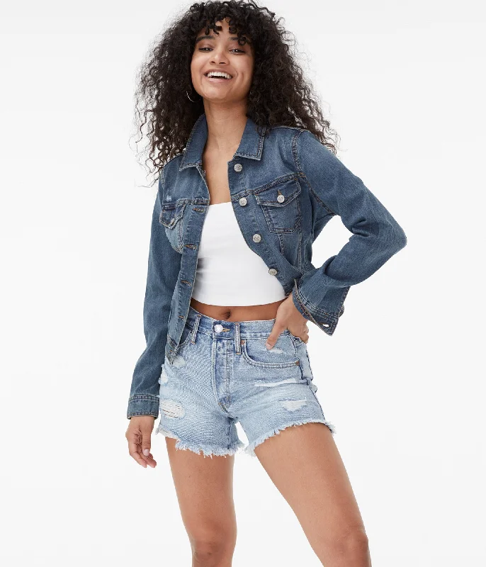 Aeropostale Seriously Stretchy Medium Wash Denim Jacket Women's cropped jackets