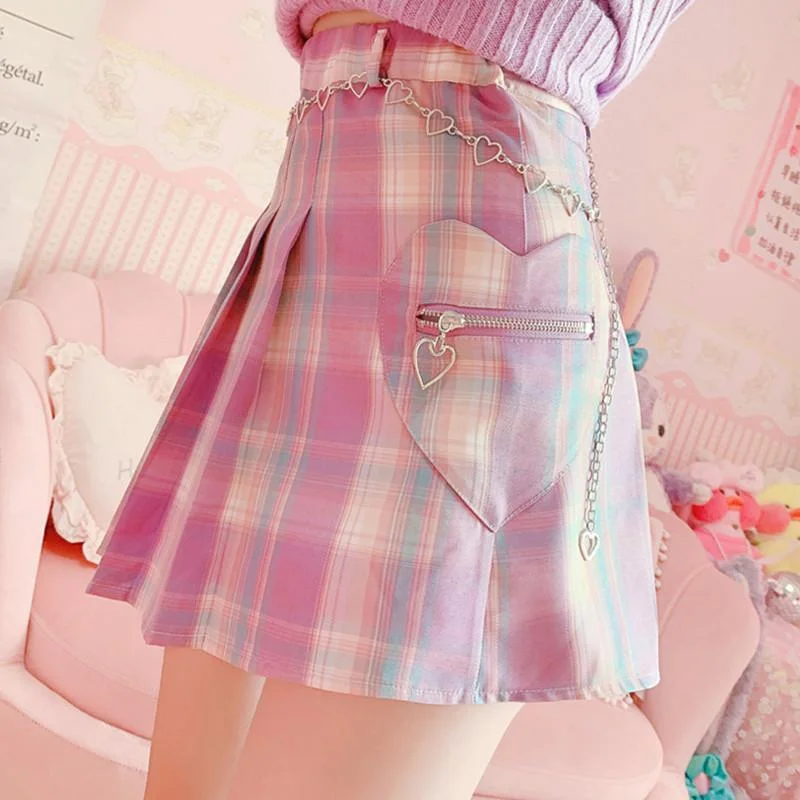 Purple plaid pleated skirt  PL50799 Tulle unclassified skirts