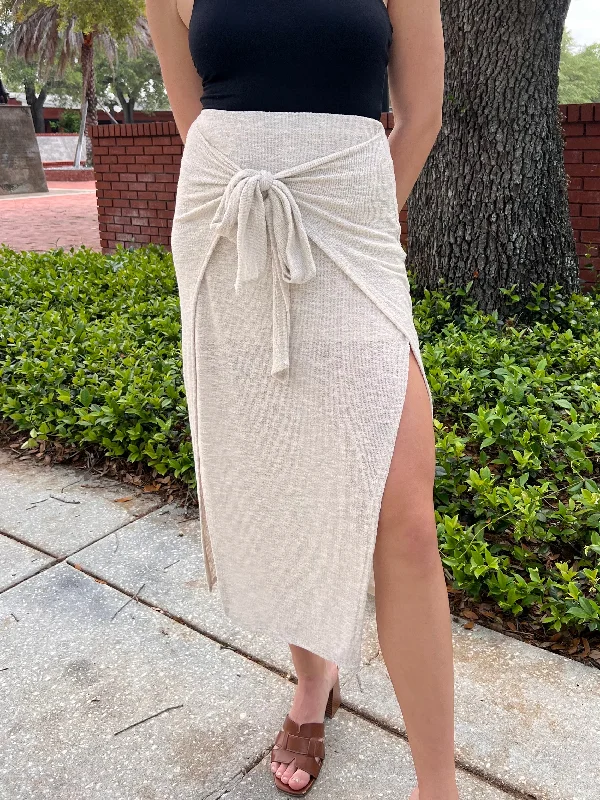WYATT MAXI SKIRT IN OATMEAL Printed Long Skirt