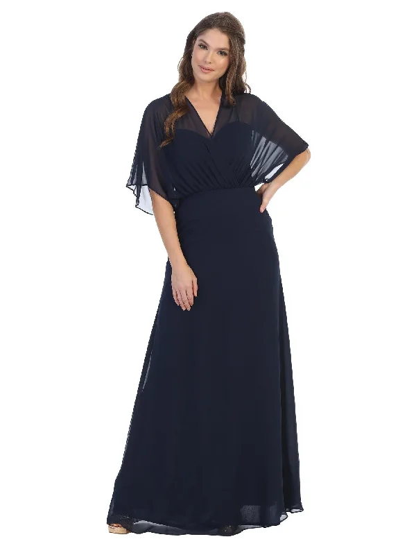 Long Formal Mother of the Bride Draped Chiffon Gown Office party dresses