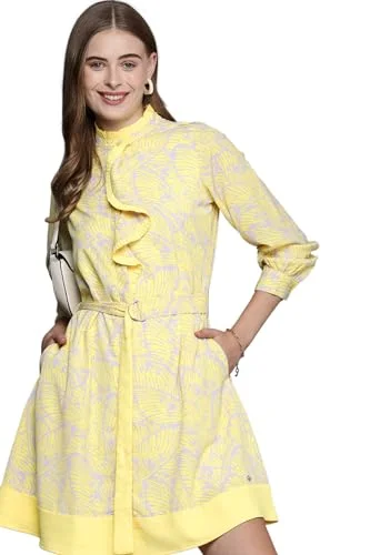 Allen Solly Women's Polyester A-Line Mid-Thigh Length Dress (Yellow) Elegant evening unclassified dresses Allen Solly Women's Polyester A-Line Mid-Thigh Length Dress (Yellow) Elegant evening unclassified dresses