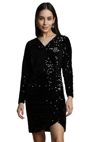 Allen Solly Women's Polyester Asymmetrical Mid-Thigh Length Dress (Black) Winter unclassified dresses Allen Solly Women's Polyester Asymmetrical Mid-Thigh Length Dress (Black) Winter unclassified dresses
