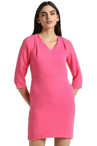 Allen Solly Women's Polyester Shift Calf Length Dress (Pink) Earthy tone unclassified dresses Allen Solly Women's Polyester Shift Calf Length Dress (Pink) Earthy tone unclassified dresses