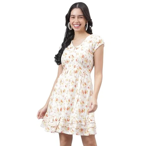Latin Quarters Women Yellow Cap Sleeve V-Neck A-Line Dress Corset unclassified dresses