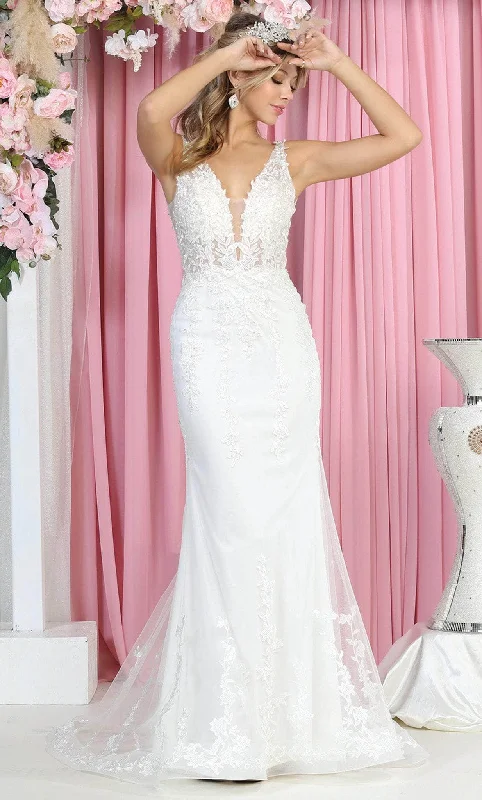 May Queen RQ7889 - V Neck and Back Bridal Dress Pastel unclassified dresses