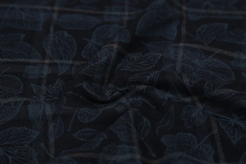 Navy Blue Checks Cotton Twill Fabric Stretchy unclassified dresses