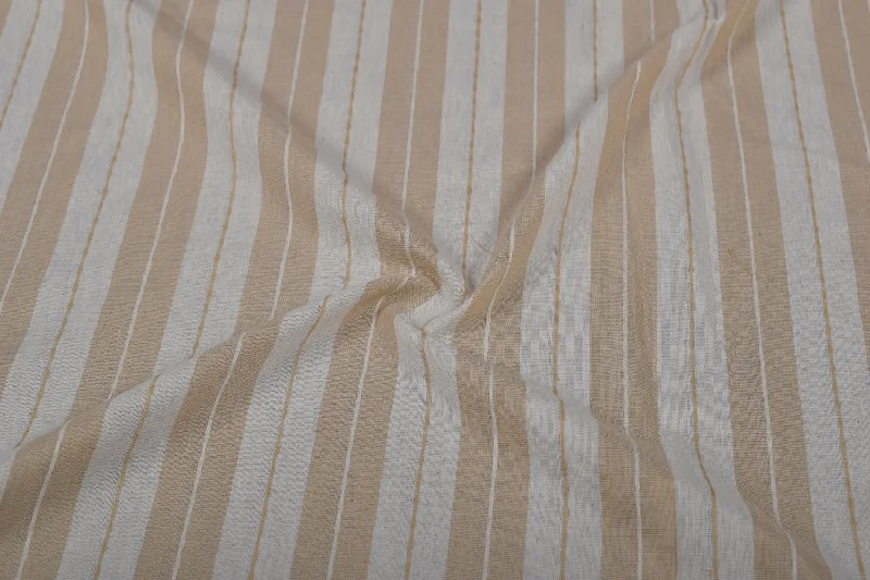 Off White & Beige Stripes Cotton Dobby Fabric Sequin unclassified dresses