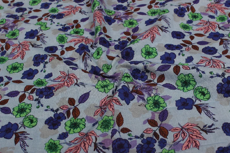 Powder Blue Floral Cotton Cambric Fabric Minimalist floral dresses