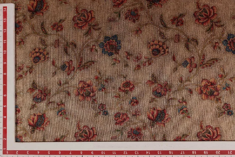 Tan Traditional Printed Matty Fabric Luxury floral dresses