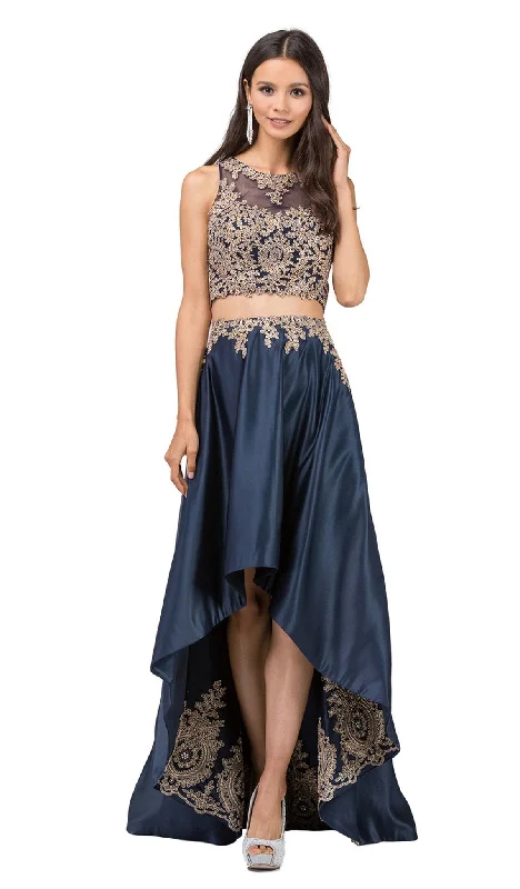 Dancing Queen - 2389 Two Piece Gilded Jewel High Low A-line Prom Dress Minimalist unclassified dresses Dancing Queen - 2389 Two Piece Gilded Jewel High Low A-line Prom Dress Minimalist unclassified dresses