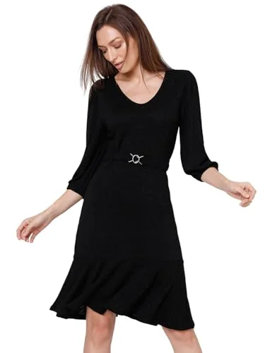 VERO MODA Women's Viscose A-Line Knee-Length Dress (Jet Black) Gothic unclassified dresses