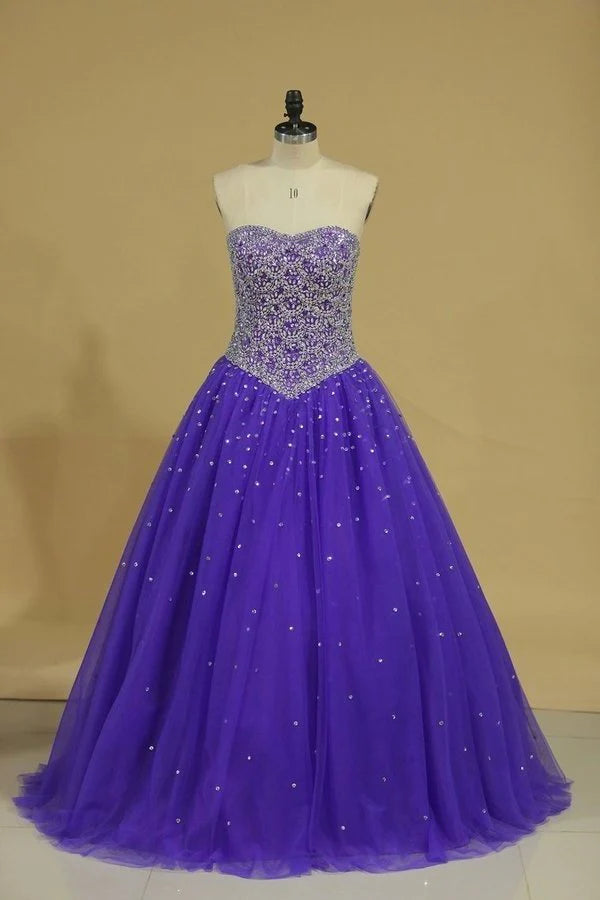 Tulle Ball Gown Sweetheart With Beading Quinceanera PJ5KM3G6 Tulle Dress Layers