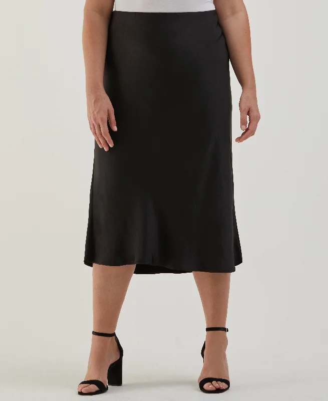 Plus Size Shine Midi Bias Skirt Casual Midi Look